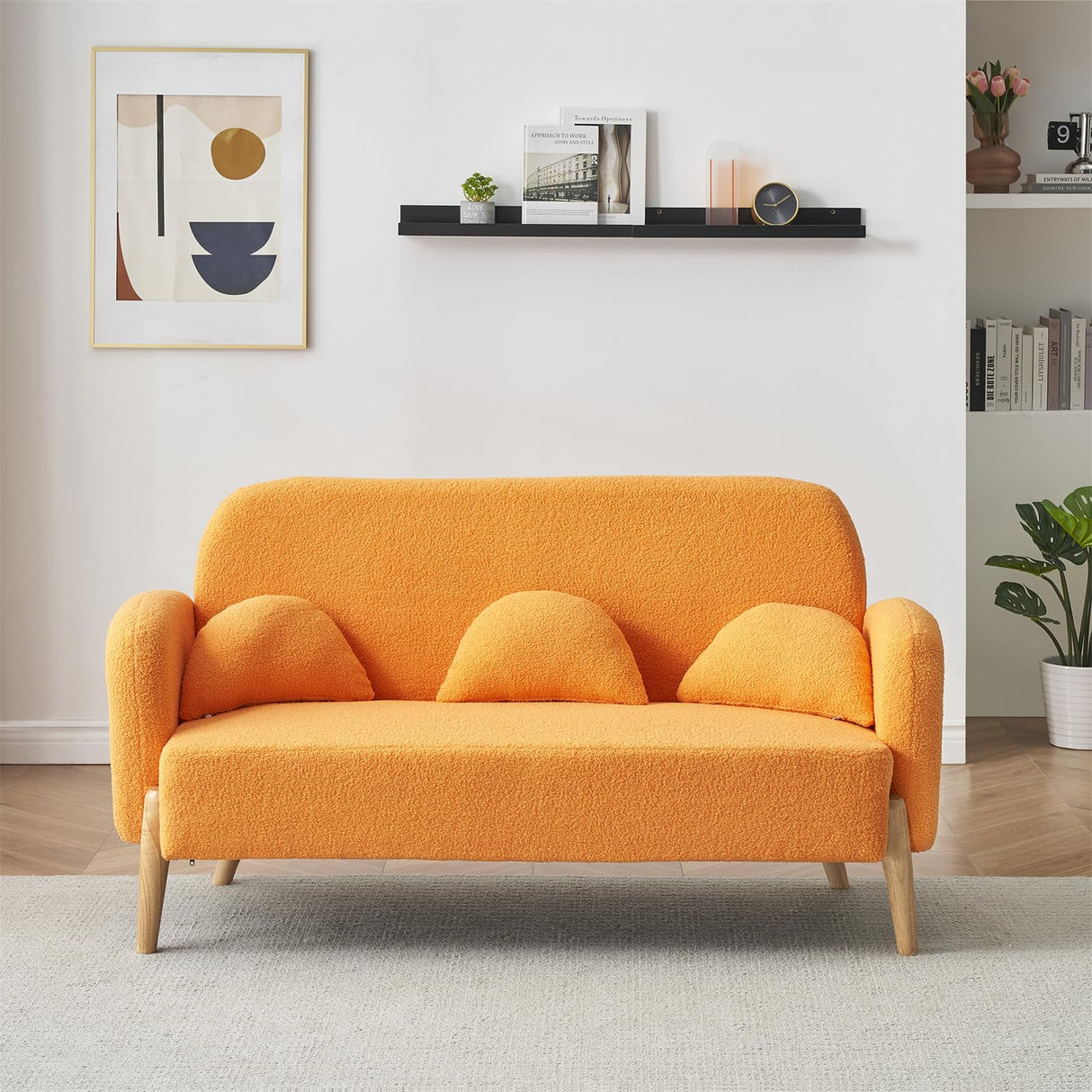 Sectional Couch Sofa with 3 Lumbar Pillows Teddy Velvet Cloud Couch