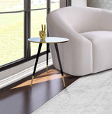 Reflection Collection Modern Contemporary Metal Base and Mirrored Top End Table