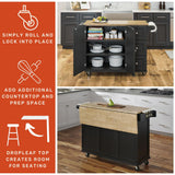 Dolly Madison Kitchen Cart with Wood Top and Drop Leaf Breakfast Bar