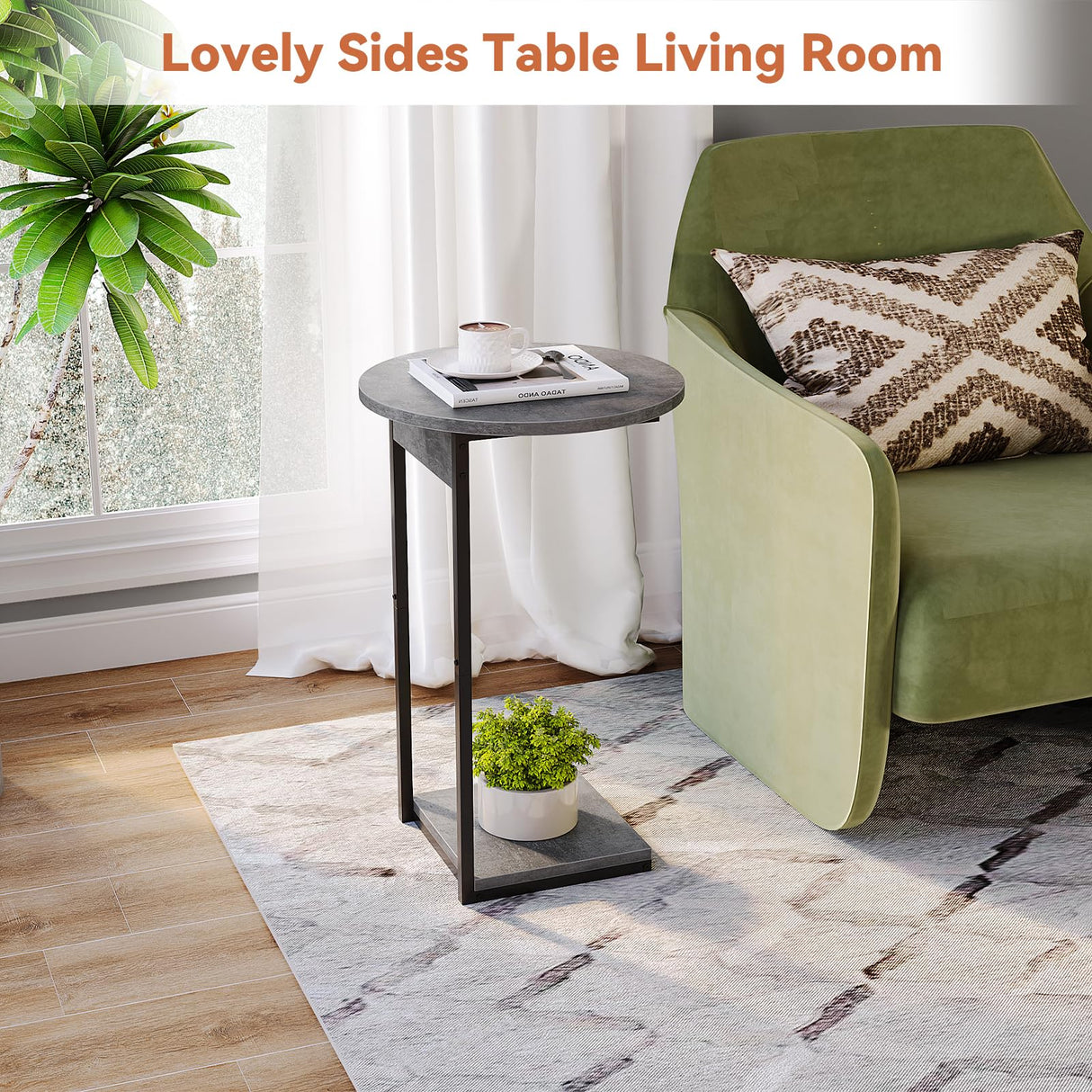 Sides Table for Living Room, Small End Table for Small Space