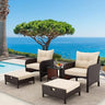 5 Pieces Patio Furniture Set, Outdoor Rattan Chairs with Metal Coffee Table