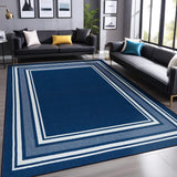 LuuL Home Modern Bordered Non Slip Indoor Rugs for Living Room 5x7 Area Rugs for Kitchen, Rug for Bedroom, and Hallway, Stain Resistant Easy Cleaning Non Shedding Navy 5 x 7