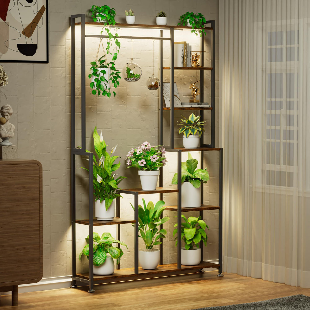 Plant Stand Indoor with Grow Light - 71 Inches Tall Plant Shelf 8 Tiered Metal Plant Stand