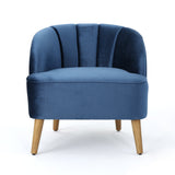 Amaia Modern Velvet Club Chair, Cobalt / Walnut