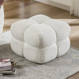 Couch Sherpa Pouf Chair 23.6" W Floor Pouf, White Fuzzy Square Ottoman