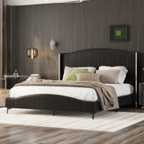 Queen Size Platform Bed with Vertical Stripe, Noise Free, Black