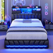 Queen Gaming Bed with RGB Lights & Storage