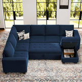 Modular Sectional Sleeper Sofa with Pull Out Bed U Shaped Sectional Sofa Couch