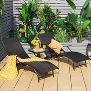 , Outdoor Foldable and Stackable Chaise Lounge Chairs with Breathable Fabric, 5-Level