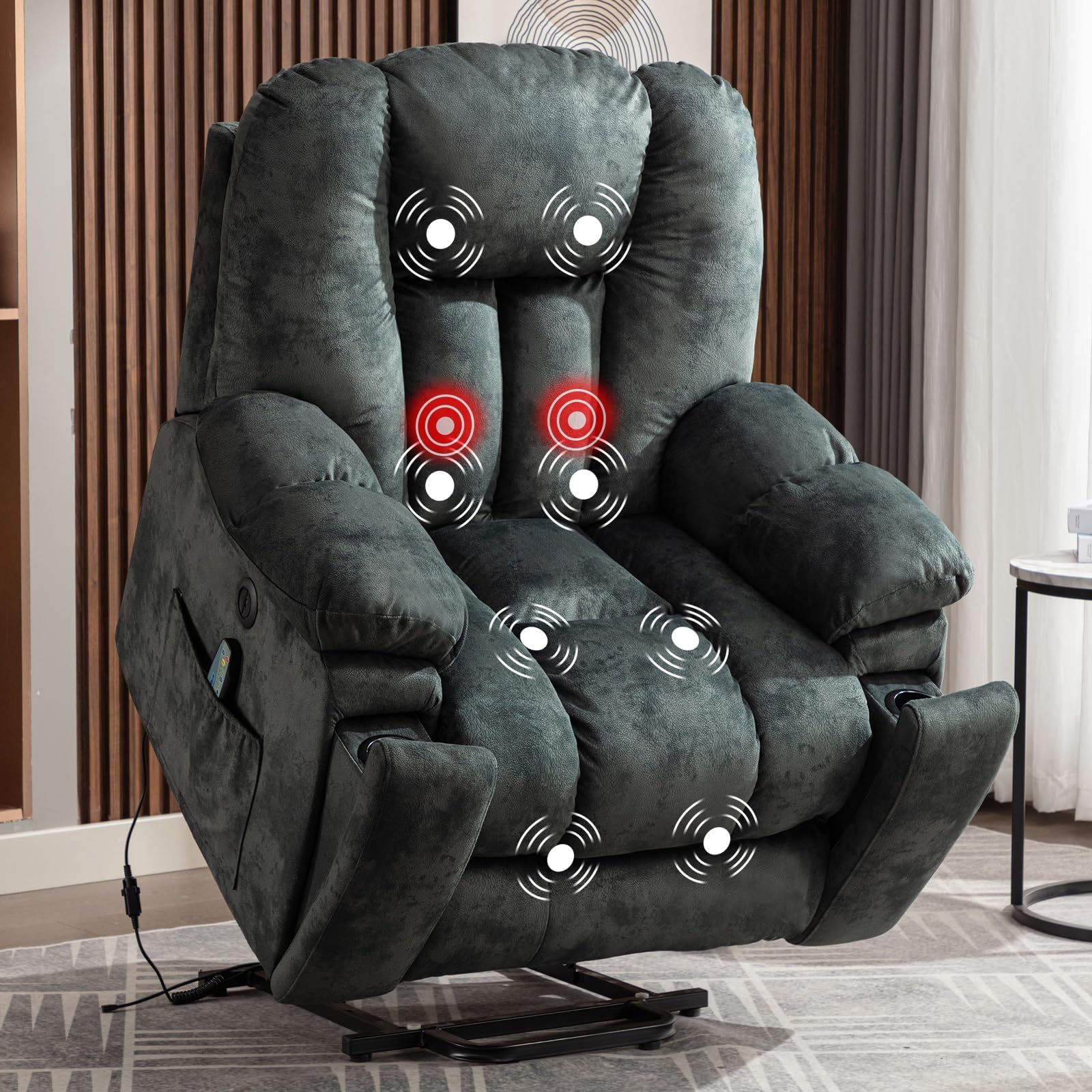 Large Power Lift Recliner Chair with Massage, Heat, and USB for Elderly