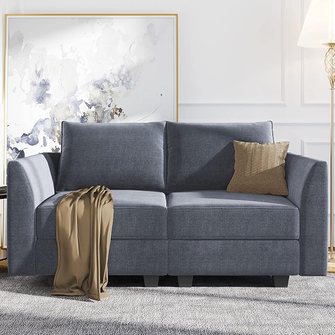 Modern Loveseat Polyester Fabric Loveseat Sofa for Small Space Modular Sofa with Storage Seat