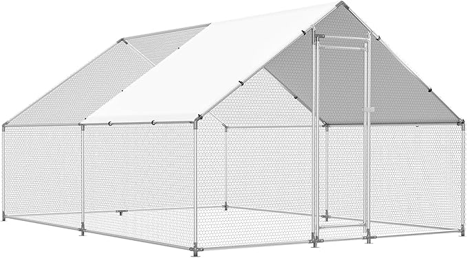 SkyRoost Steel Chicken Coop – Outdoor Metal Run with UV Cover