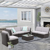 7PCS Patio Sofa Set with Coffee Table Patio Conversation Set Outdoor Sectional