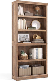 5-Shelf Bookcase, Bookshelves Floor Standing Display Storage Shelves 68 in Tall Bookcase Home Decor Furniture for Home Office, Living Room, Bed Room - White Oak