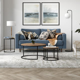 Set of Two 35" Black and Brown Round Nested Coffee Tables