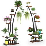 6 Tier Metal Plant Stand Pack of 2, Indoor Multi-Purpose Curved Plant Display Shelf