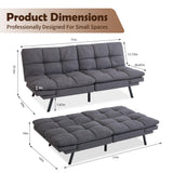 Futon Sofa Bed, Grey Linen Memory Foam Futon Sleeper Sofa Loveseat Convertible Couch Bed for Small Compact Living Spaces,Apartment