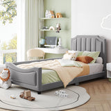 Twin Size Upholstered Bed with Belgrave Headboard, Low Platform Bed Frame