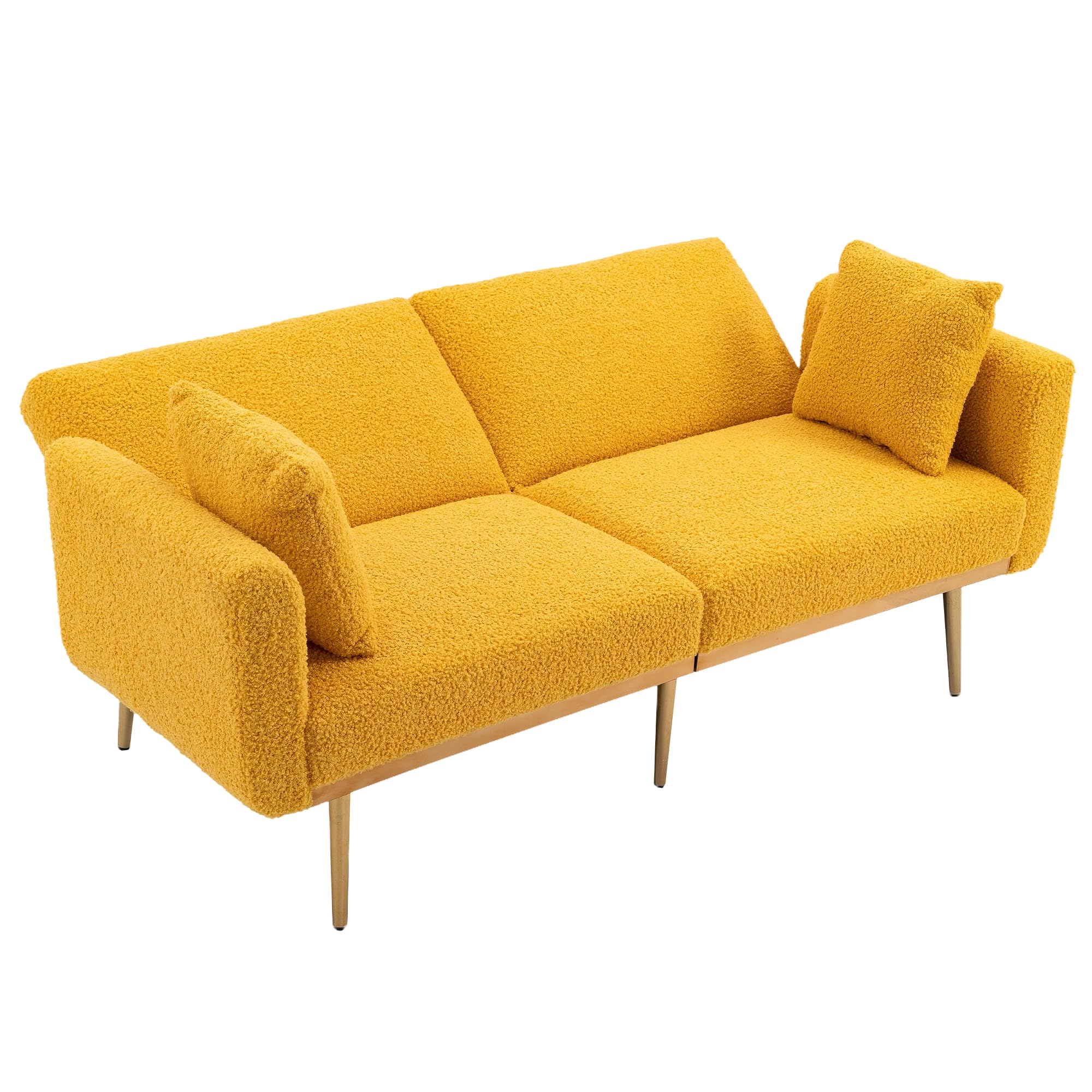 Mid-Century Modern Velvet Loveseat, Petite Accent Sofa Couch