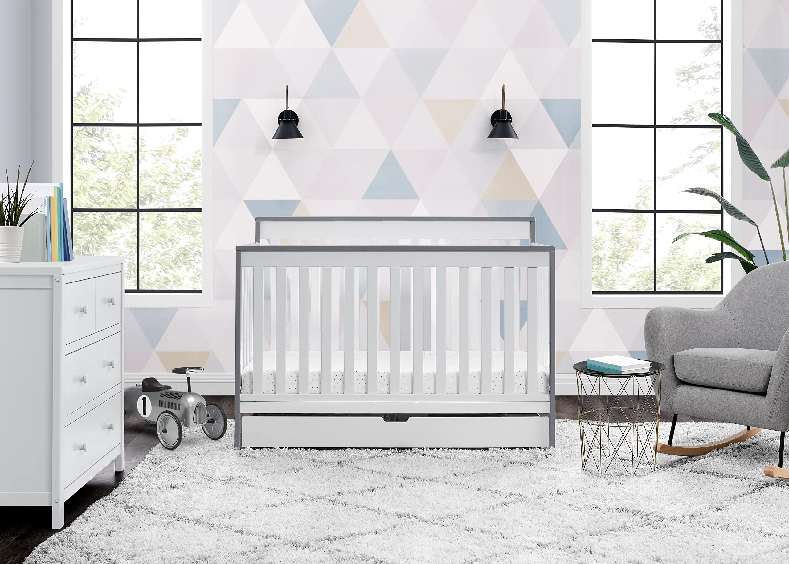 Mercer 6-in-1 Convertible Crib with Storage Trundle + Simmons Kids Slumber