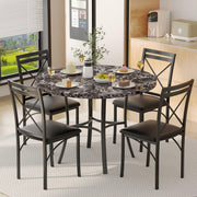 5-Piece Faux Marble Dining Set for 4