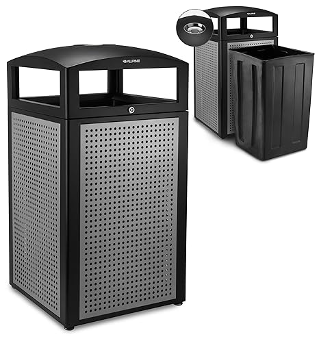 Outdoor Commercial Trash Can with Lid - 40 Gallon Heavy Duty Metal Garbage Can