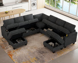 Belffin Modular Sectional Sofa Couch with Storage U Shape Convertible Corner Couches for Living Room Dark Grey Couch