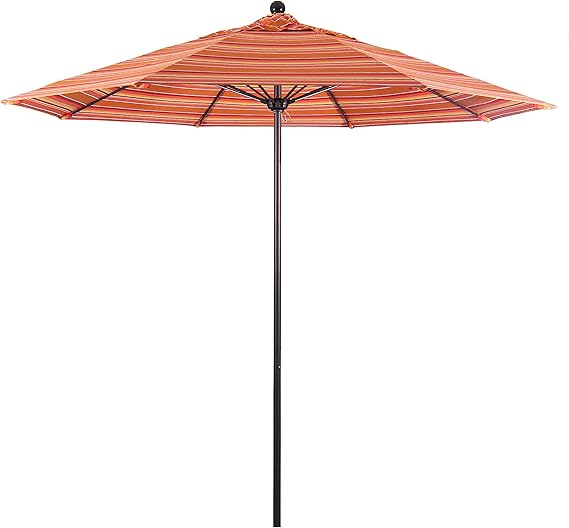 California Umbrella Venture Series Push Open Commercial Patio Umbrella, 9' Round, Sunbrella, ALTO908117-5416, Aruba