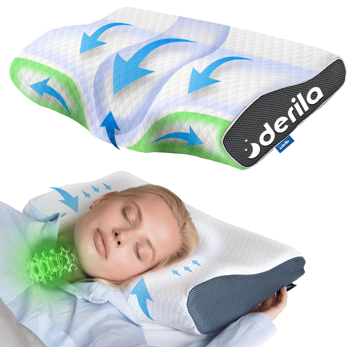 Cervical Queen Size Pillow for Sleeping - Support Pillow for Side, Back