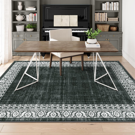 Washable 8x10 Area Rugs Black Rugs for Living Room,Large Soft Rug for Bedroom Non