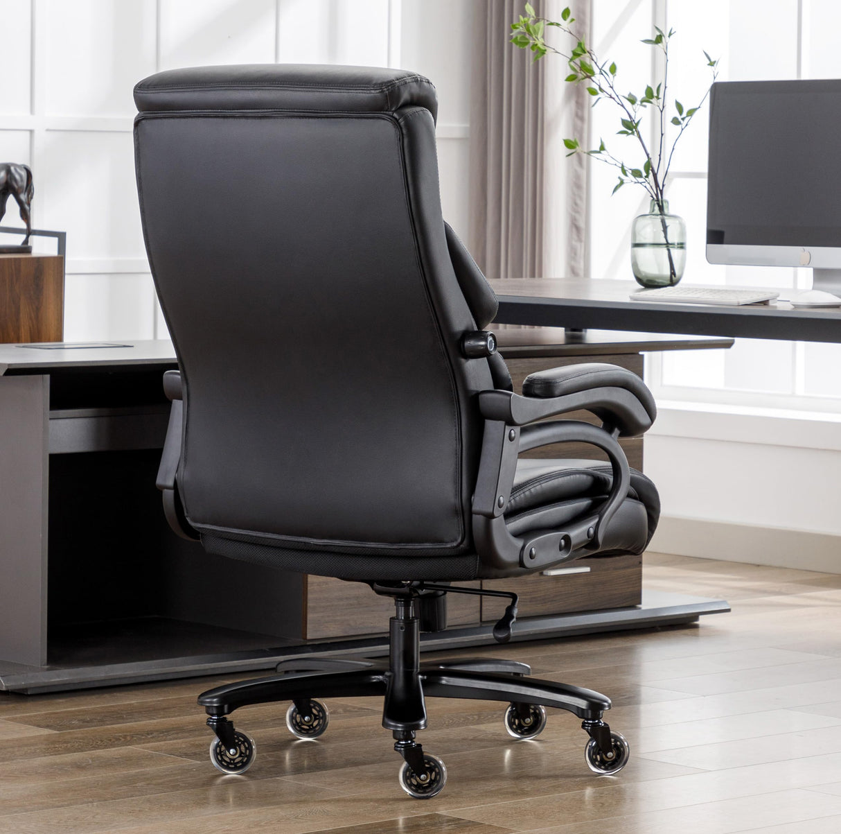 Office Chair Black Leather Ergonomic High Back Big and Tall Executive Home Office Chair