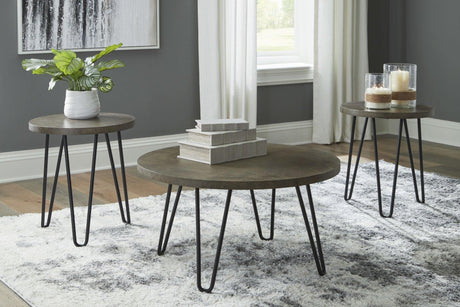 Hadasky Contemporary 3-Piece Table Set, Includes 3 Round Tables with Hairpin Legs