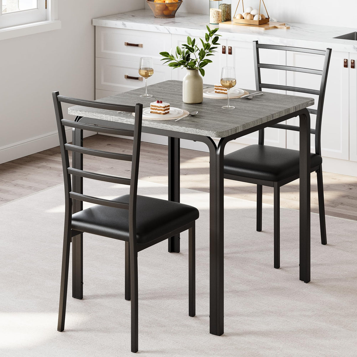 Dining Table for 2, Small Square kitchen Dinner Table Set