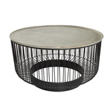 Deco 79 Aluminum Metal Geometric Open Frame Wire Coffee Table with Silver Aluminum Top, 30" x 30" x 17", Black