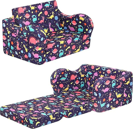 Astronaut Kids Sofa, 2-in-1 Kids Couch Fold Out, Convertible Sofa to Bed for Girls and Boys