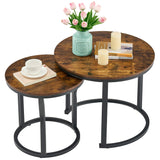 Nesting Coffee Tables, Round Nesting Tables Set of 2, End Tables, Stacking Nesting Tables