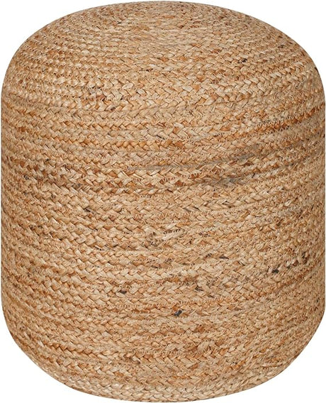 Jute Pouf Ottoman - Ivory, Boho Foot Rest Stool with Filler for Sofa, Kids Bedroom