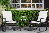 3 Piece Outdoor Rocking Bistro Set, Textilene Fabric Small Patio Furniture Set