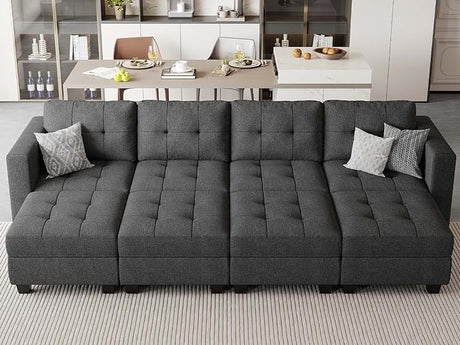 Modular Sectional Sleeper Sofa Couch with Storage Seat Reversible Modular Sofa Couch