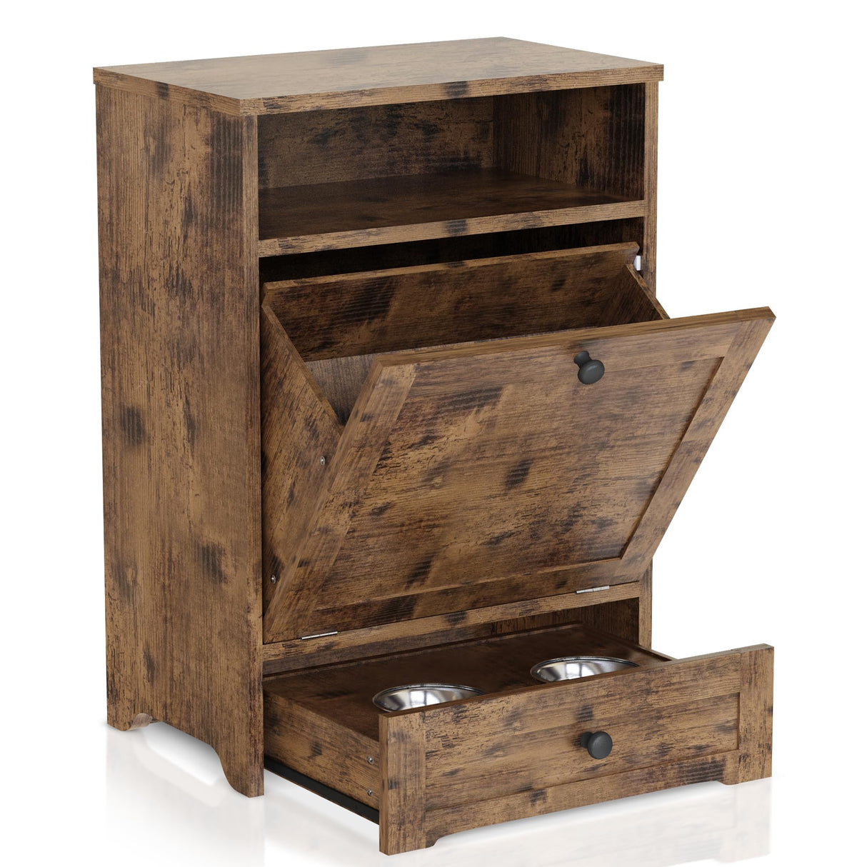 Dog Feeding Station with Storage & 2 Raised Bowls