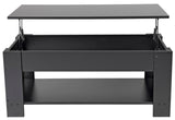 Lift Top Coffee Table with Hidden Compartment and Storage Shelf, 19"D x 37.5"W x 22"H