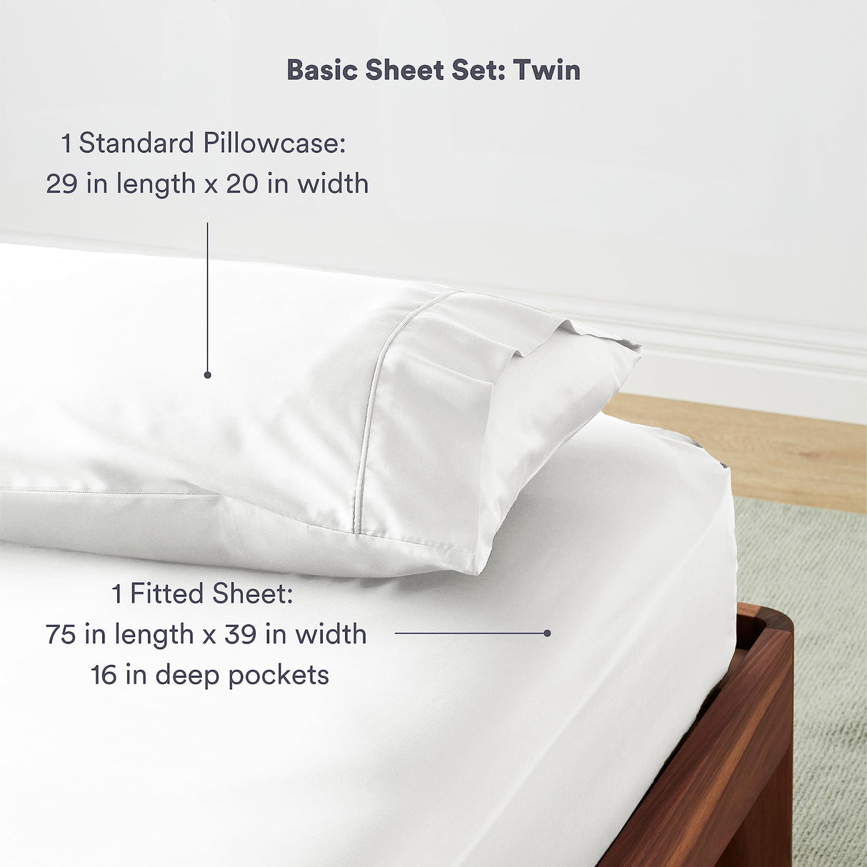 100% Lyocell from Organic Bamboo Basic Sheet Set - Fitted Sheet & Pillowcase Only,