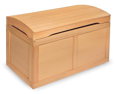 Kid's Hardwood Barrel Top Toy Box Storage Chest with Safety Hinge - Cherry