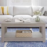 Wooden One Style Fits All Coffee Table - White Coffee Table, 2-Tier Rectangular Console