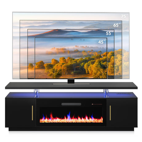 TV Stand for TVs up to 85", LED Light Entertainment Center with 42" Electric Fireplace