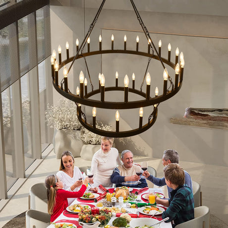 48 Inch Large Black Wagon Wheel Chandelier
