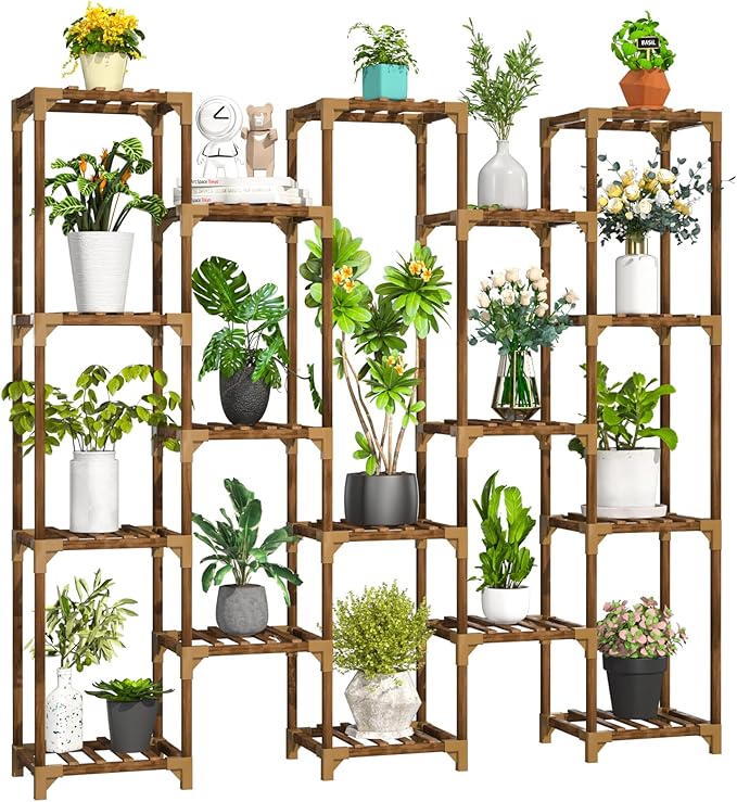 Plant Stand Indoor Outdoor, Tall Plant Shelf for Multiple Plants, 10 tiers 11 Pot Large Plant