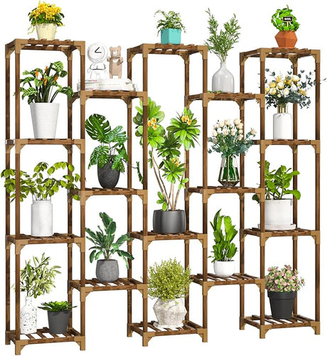 Plant Stand Indoor Outdoor, Tall Plant Shelf for Multiple Plants, 10 tiers 11 Pot Large Plant