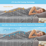 Seersucker Cooling Comforter Queen Size, Q-Max 0.4 Reversible Lightweight Cooling