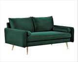 Kent Modern Loveseat, European Style Velvet Living Room Furniture with Tapered Legs, Vintage Flair, and Sleek Design, Love Seat, Green